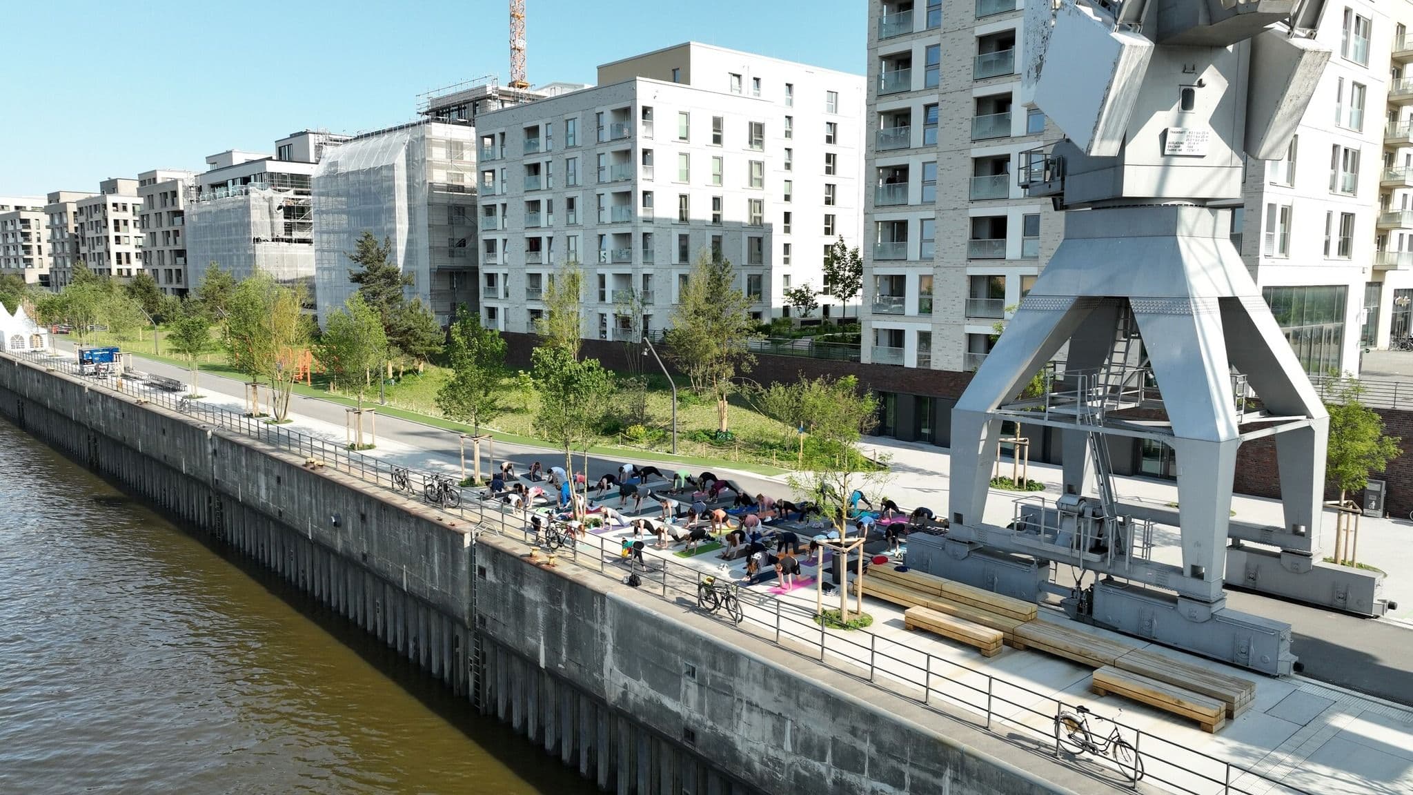 Die Elbe mit Häusern im Hintergrund