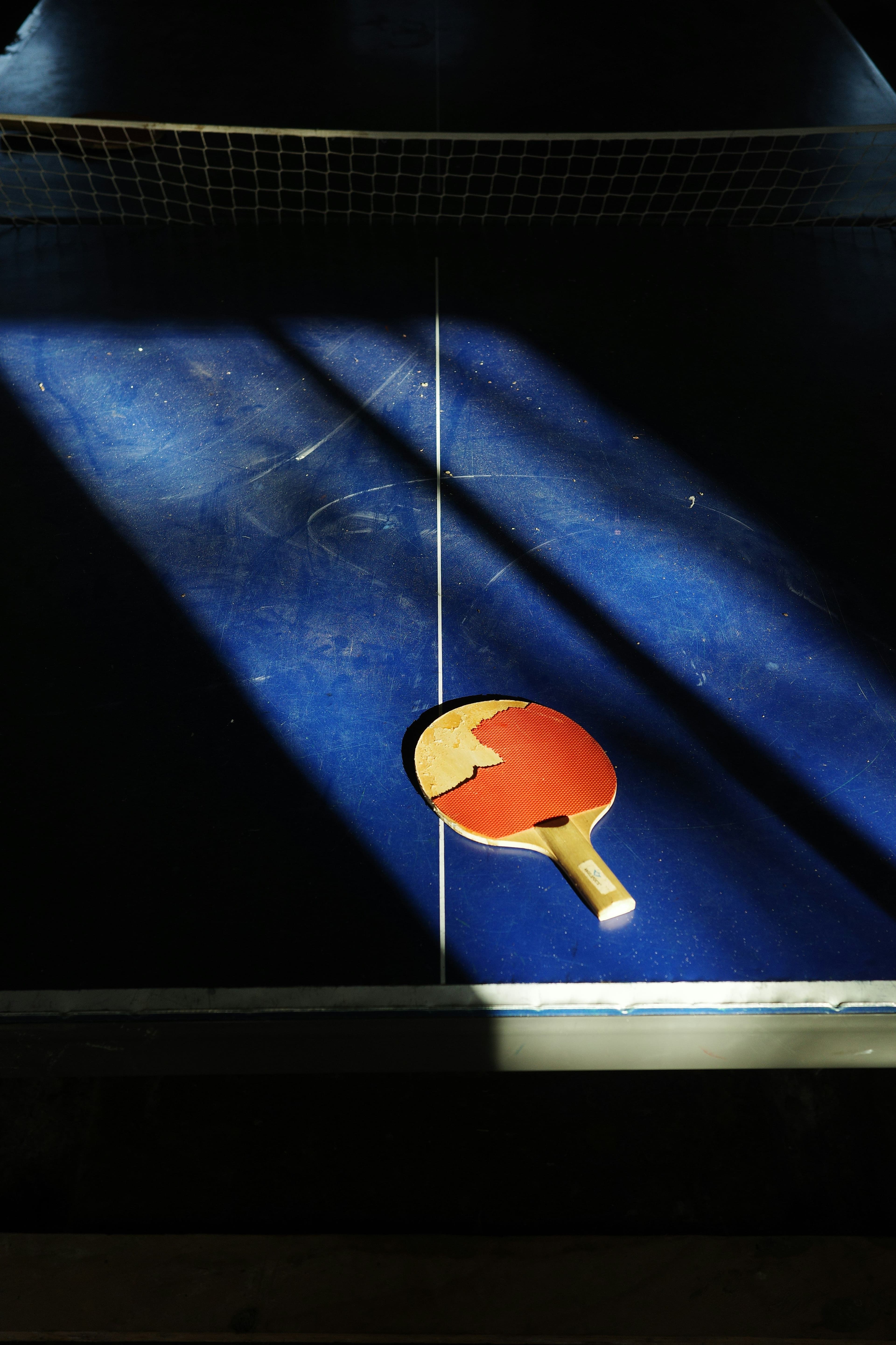 Tischtennisplatte mit Schläger